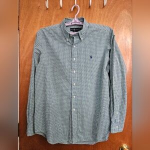 Ralph Lauren Shirt Button Down Men's XL Classic Fit Blue/Green Check Plaid